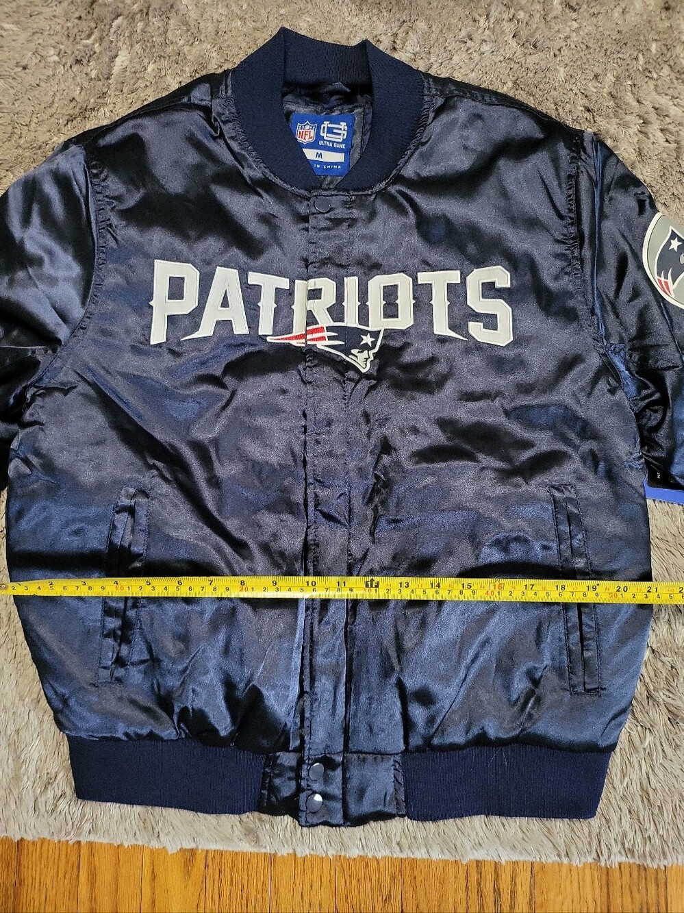 NFL New England Patriots Kids Navy Satin Bomber Jacket
